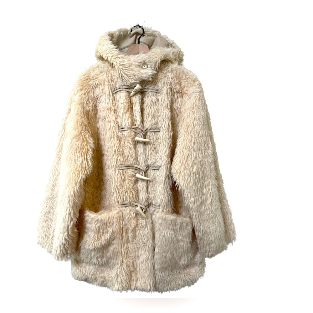 A.L.C. Winston Faux Fur Wool-Blend Shearing Hooded Toggle Coat Size XL - Picture 3 of 14